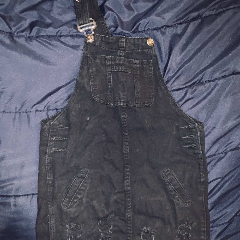 One Armed Black Overall Dress